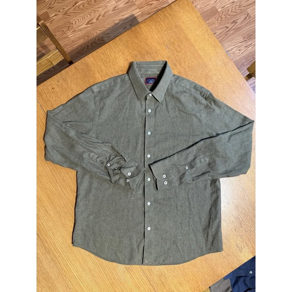 UNTUCKit Shirt Mens Large Slim Fit Olive Green Veneto Button Up Cotton - Picture 2 of 8